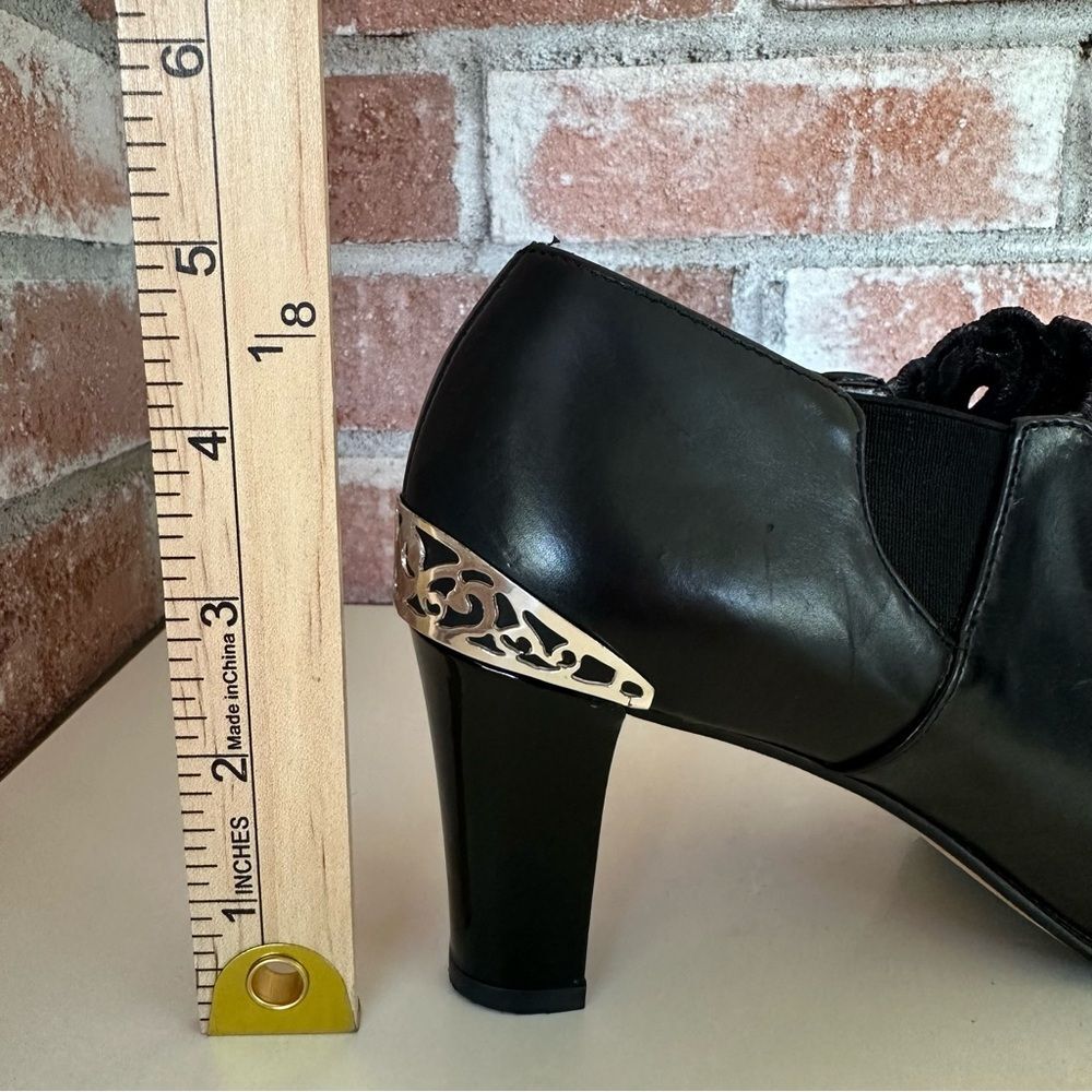 Brighton Rand Booties Heels Metal Witchy Vintage Women’s 6.5 Black Dark Academia - Picture 5 of 9